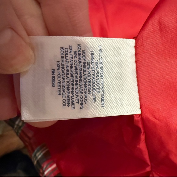 Lands' End Red plaid down Puffer Vest 600 fill power womens 2X cabincore winter - Picture 7 of 11
